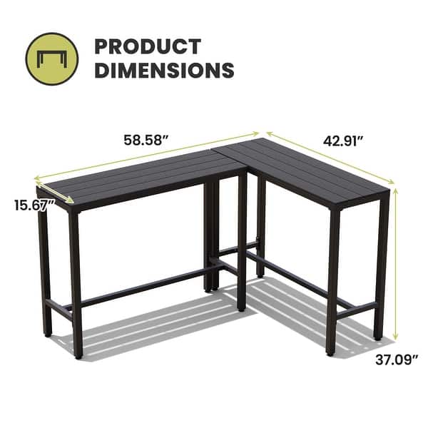 dimension image slide 11 of 14, Crestlive Products Patio Outdoor Rectangle Bar Table Combinable Pub Table