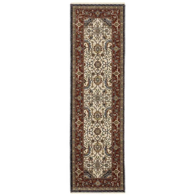 Style Haven Amelie Bordered Persian Ivory/ Red Indoor Area Rug - 2' 3" x 7' 6"