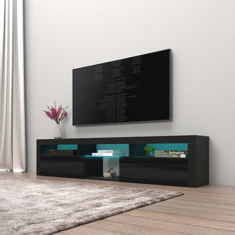 Bari 200 Wall Mounted Floating 79" TV Stand with 16 Color LEDs