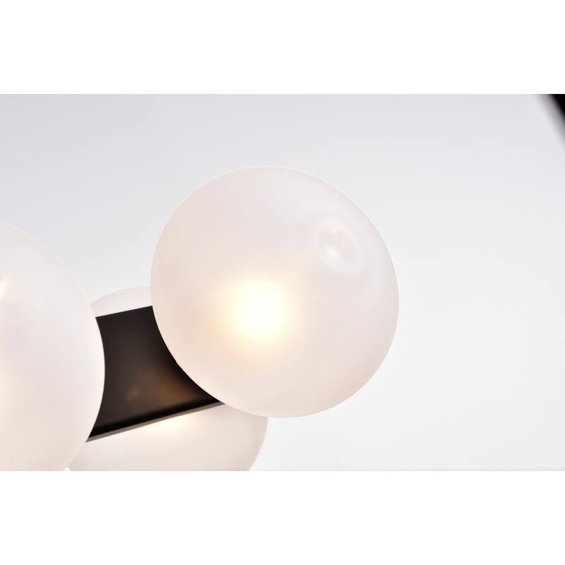 Carly Matte Black 6-Light Frosted Glass Globe Semi-Flush Mount