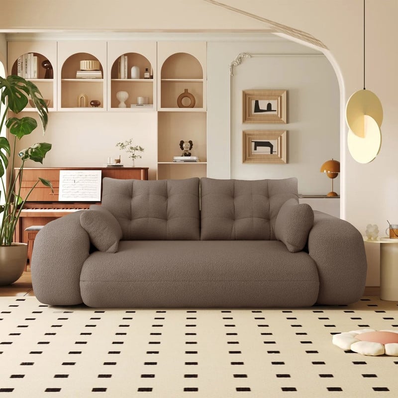 78.7" Multi-Functional Foldable Sofa Bed, 3-in-1 Teddy Fabric Foam Sleeper Couch for Relaxation and Seating