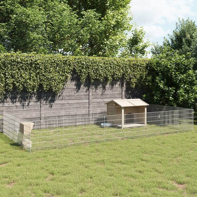 vidaXL Free Range Animal Enclosure Rabbit Hutch Free Range Pen Galvanized Iron - 21.3" x 23.6" - 24panel