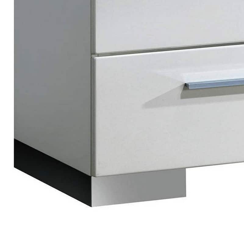 Contemporary Style Wooden Chest With Chrome Handles, White