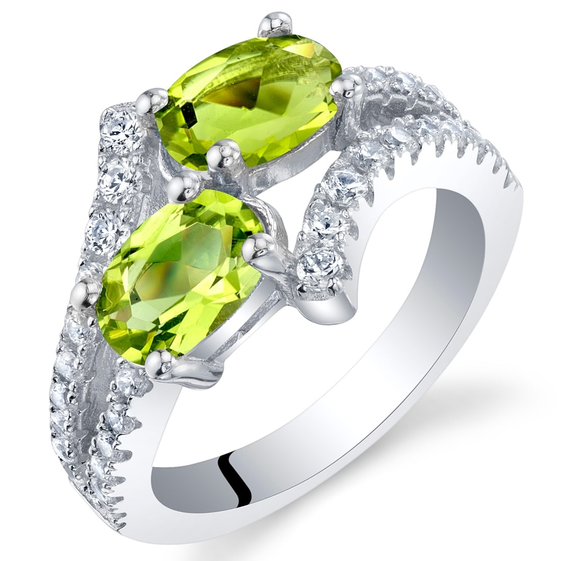 Oravo Sterling Silver 1.5 ct Peridot Birthstone Ring
