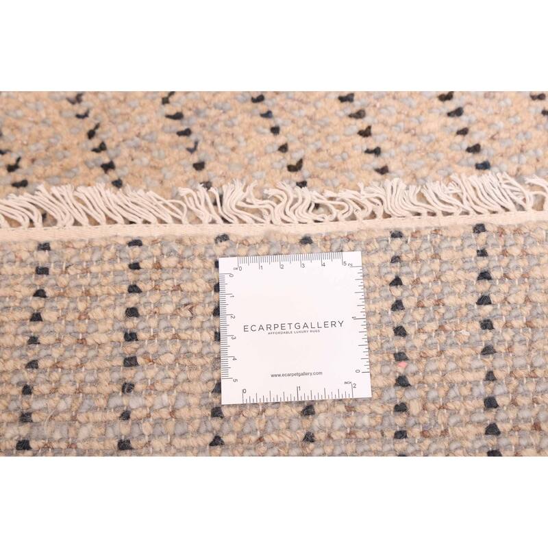 ECARPETGALLERY Hand-knotted Silk Shadow Tan Wool Rug - 6'1 x 9'3