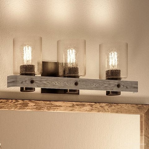 Luxury Modern Farmhouse Bathroom Vanity Light, 8.5"H x 24"W, with Rustic Style, Charcoal Finish by Urban Ambiance
