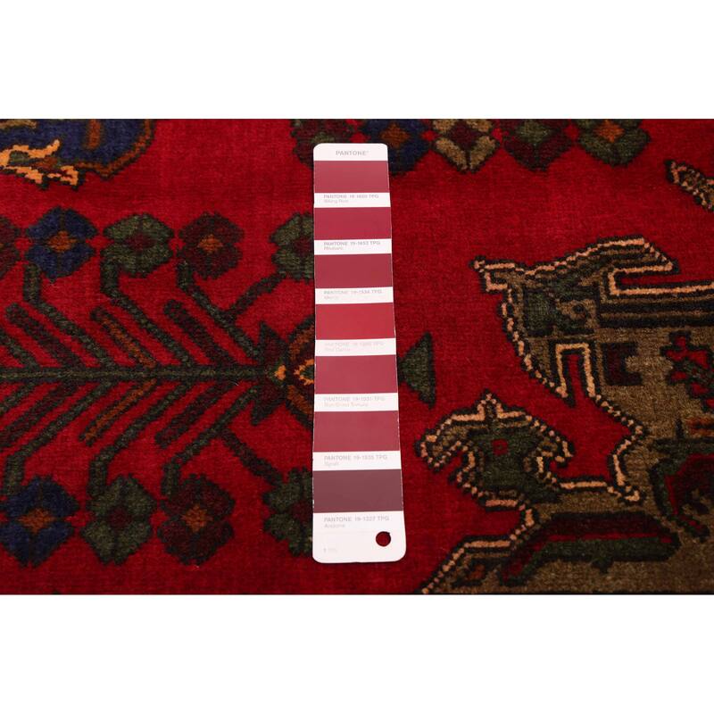 ECARPETGALLERY Hand-knotted Teimani Red Wool Rug - 4'4 x 7'8