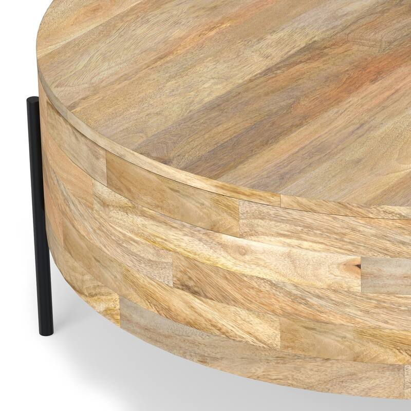 WYNDENHALL Farmington Modern Industrial Round Drum Coffee Table - 38"d x 38" w x 14"h