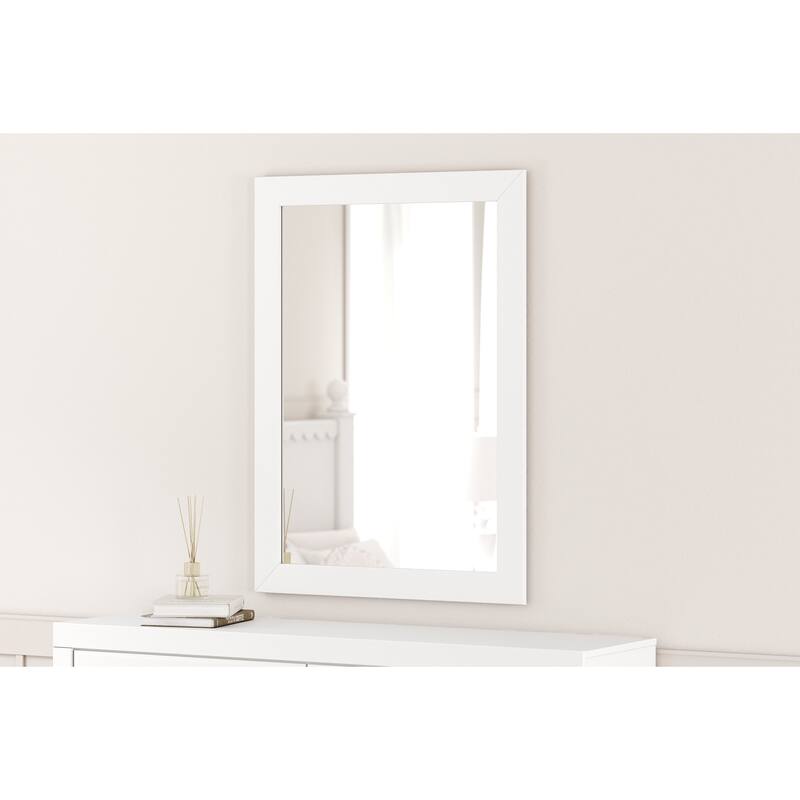 Signature Design by Ashley Mollviney White Bedroom Mirror - 41.85" W x 1.3" D x 30.67" H