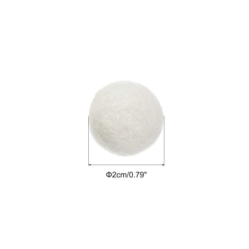 Wool Felt Balls Beads Woolen Fabric 2cm 20mm for Home Crafts 10Pcs - White