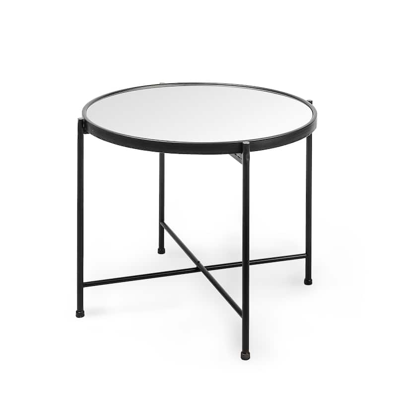 Samantha Black Iron Frame w/ Mirror Top Accent Table - 23.0L x 23.0W x 20.3H