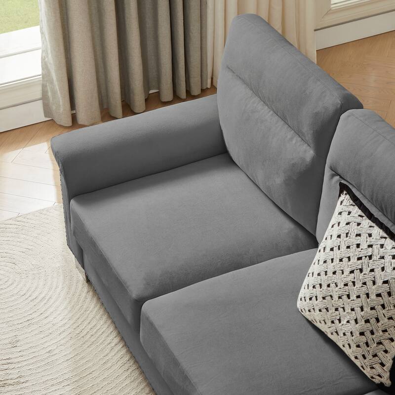 Modern Compressed Snowfleece Fabric 3-Seater Sofa, for Living Room, Bedroom, Office & Entertainment Spaces