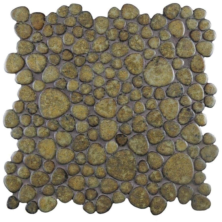 Merola Tile Pebble Brownstone 10-3/4" x 10-7/8" Porcelain Floor and Wall Tile