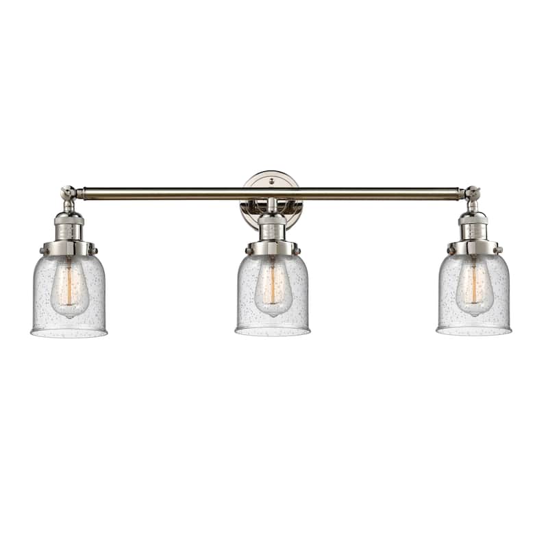 Innovations Lighting Small Bell 3 Light 30" Wide Bathroom Vanity Light - Polished Nickel / Seedy