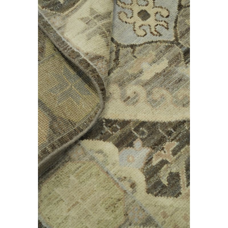 Vegetable Dye Wool Oushak Turkish Area Rug, Geometric Carpet - 9' 9'' X 8' 0''