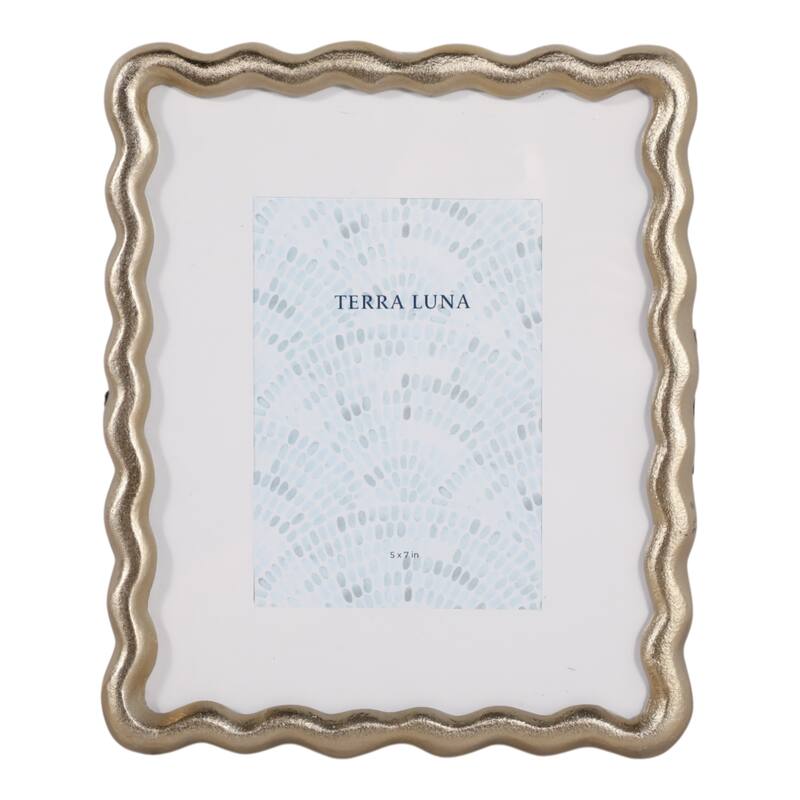 Metal Wood Picture Frame Glass Fronts Wavy Edge Design Glam Boho
