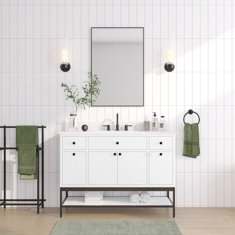 Avanity Paisley 48 in. Single Sink Vanity with Cala White Engineered Top - White