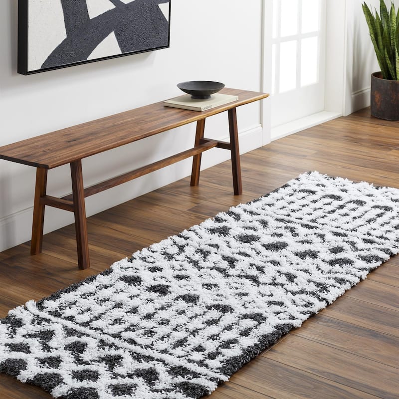 Livabliss Urban Shag Bohemian Tribal Area Rug - 2' 7" x 7' 3" - Charcoal