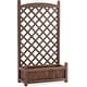 preview thumbnail 1 of 5, Mcombo Planter Raised Bed with Trellis, Outdoor Wood Planter Box Garden Stander for Patio Yard, 25" x 11" x 45", Brown