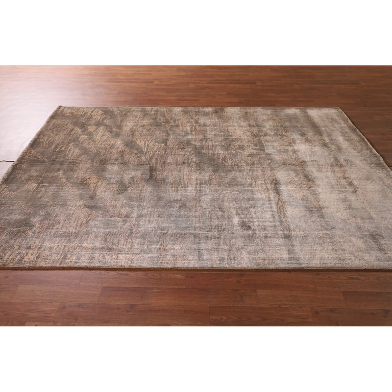 Abstract Indian Area Rug Handmade Wool Carpet - 5'7"x 7'8"