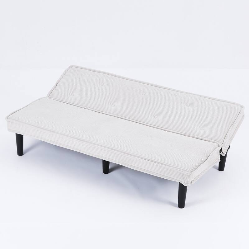 66-inch Beige Corduroy Sofa Bed with Simple Design and Comfort Features