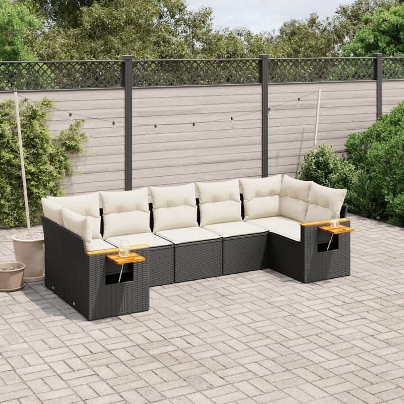 vidaXL Garden Sofa Set Black, Cream White - 24.4 x 24.4 x 27.2 in
