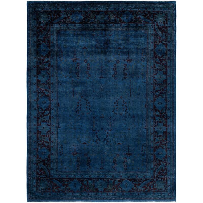Overdyed One-of-a-Kind Hand-Knotted Area Rug - Blue - 9' 0" x 12' 1"