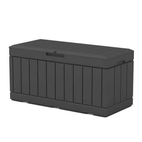 Patiowell 82 Gal. Outdoor Storage Resin Wood Look Deck Box with Lockable lid for Patio Furniture - N/A