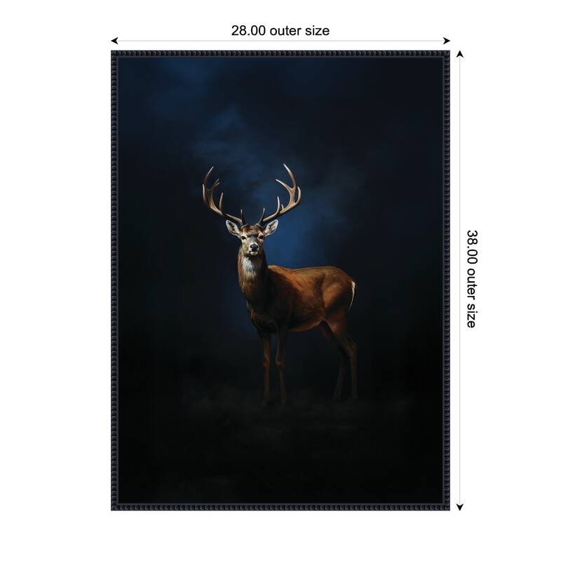 Kate and Laurel Cobalt Night Sky Deer by The Creative Bunch Studio Framed Canvas Wall Art Print