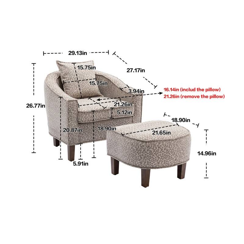SEYNAR Mid Century Modern Barrel Chair Upholstered Club Accent Chair with Ottoman