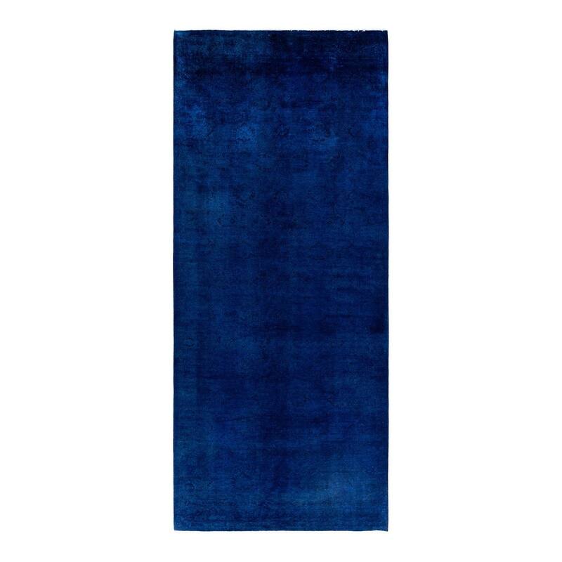 Fine Vibrance One-of-a-Kind Hand-Knotted Runner Rug - Blue, 6' 2" x 14' 5" - 6' 2" x 14' 5"
