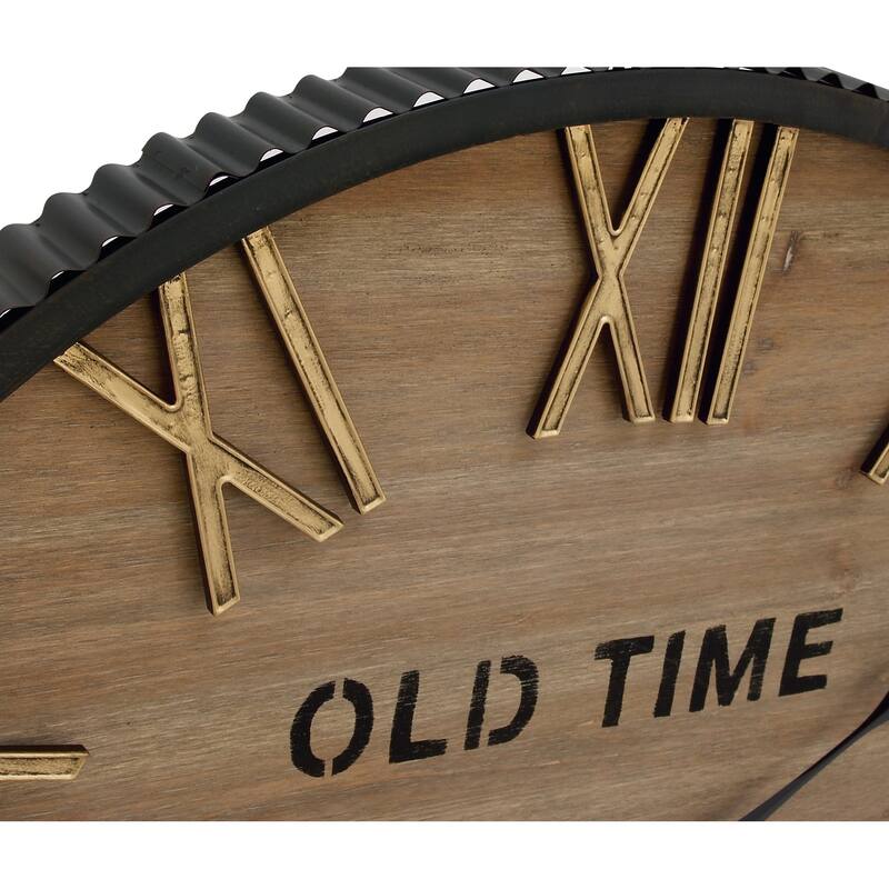 Brown Wooden Decorative Wall Clock with Gold Accents