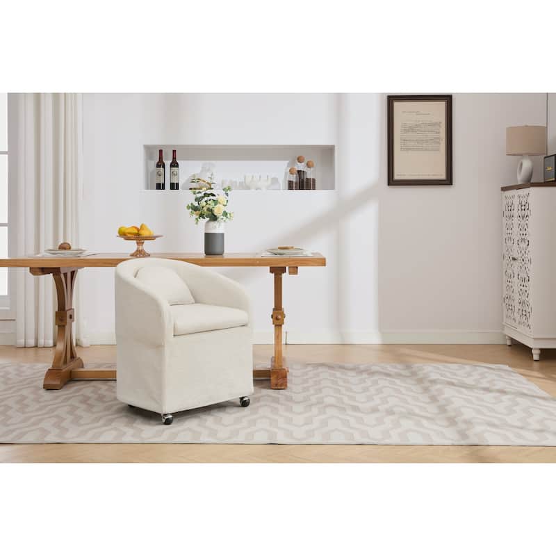 Upholstery Dining Armchair With Universal Wheels