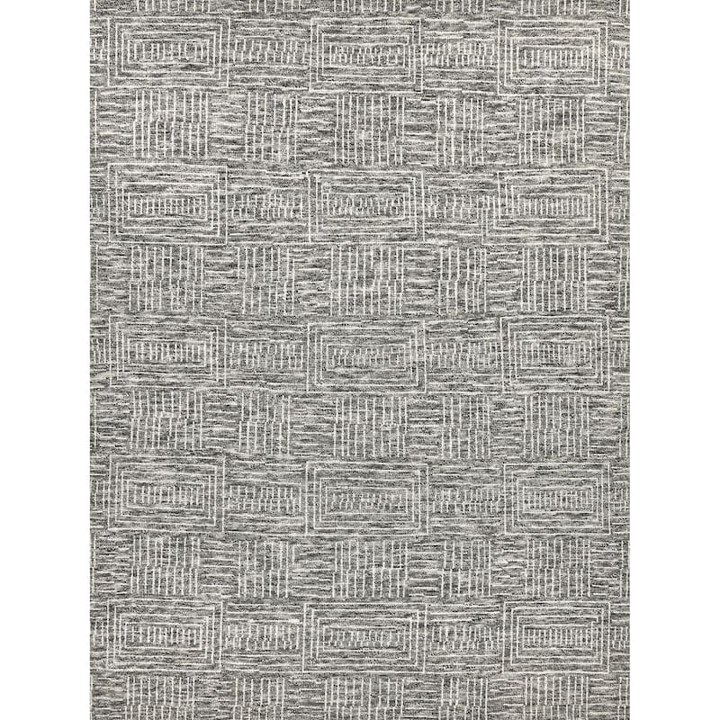 EXQUISITE RUGS Aldridge Hand-knotted Wool/Bamboo Silk Charcoal/Ivory Area Rug.