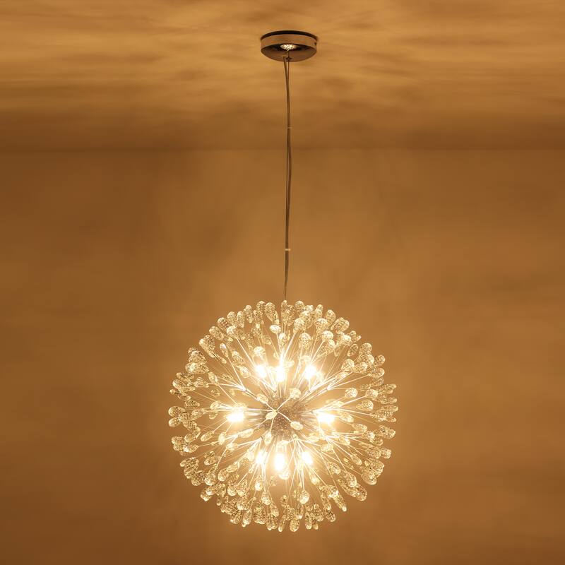 9/12-Light Modern Glam Linear Sputnik Starburst Beaded Crystal Chandelier Firework Kitchen Island Pendant