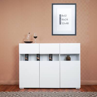 Side Cabinet with LED Lights High Glossy Front Side Storage Cabinet