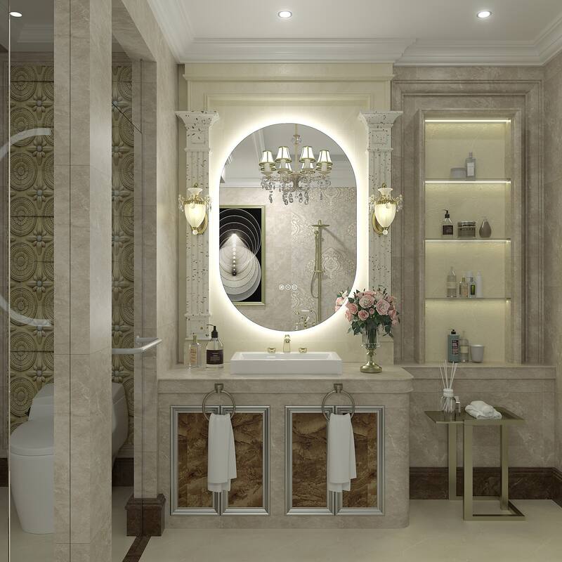 UL Certified Oval LED Lighted Anti-fog Wall Bathroom Vanity Mirror