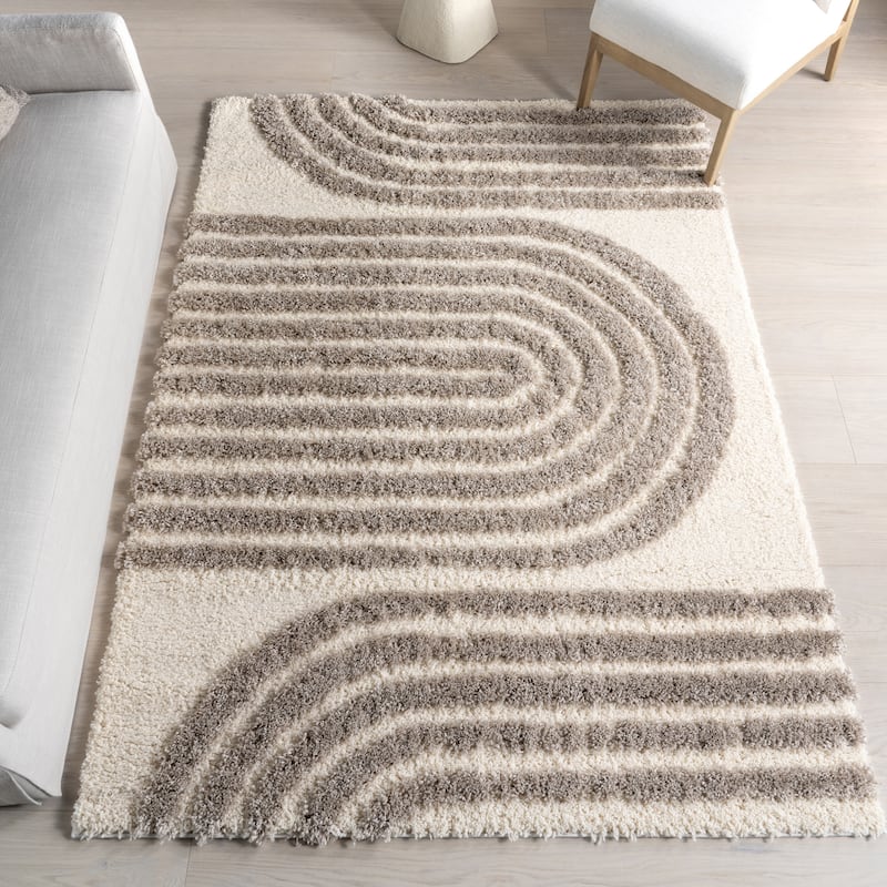 Nuloom Rose Modern Geometric Shag Area Rug - 5' x 8' - Beige
