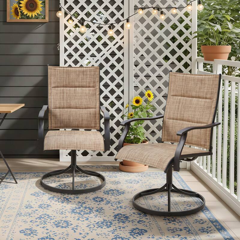 EROMMY Outdoor Swivel Patio Chairs 2/4 Pack, High-Back Textilene Dining Rocker Chairs with Metal Frame