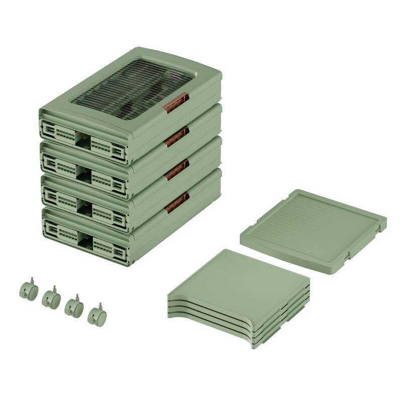 Javlergo 65" Narrow Tall Storage Bin 4 Tier Foldable Kitchen Storage Cabinet Organizer Freestanding Kitchen Pantry