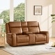 preview thumbnail 73 of 85, Leo Power Wall Hugger Reclining Sofa with Multi-Function Console 2 Pieces+ Console - Saddle
