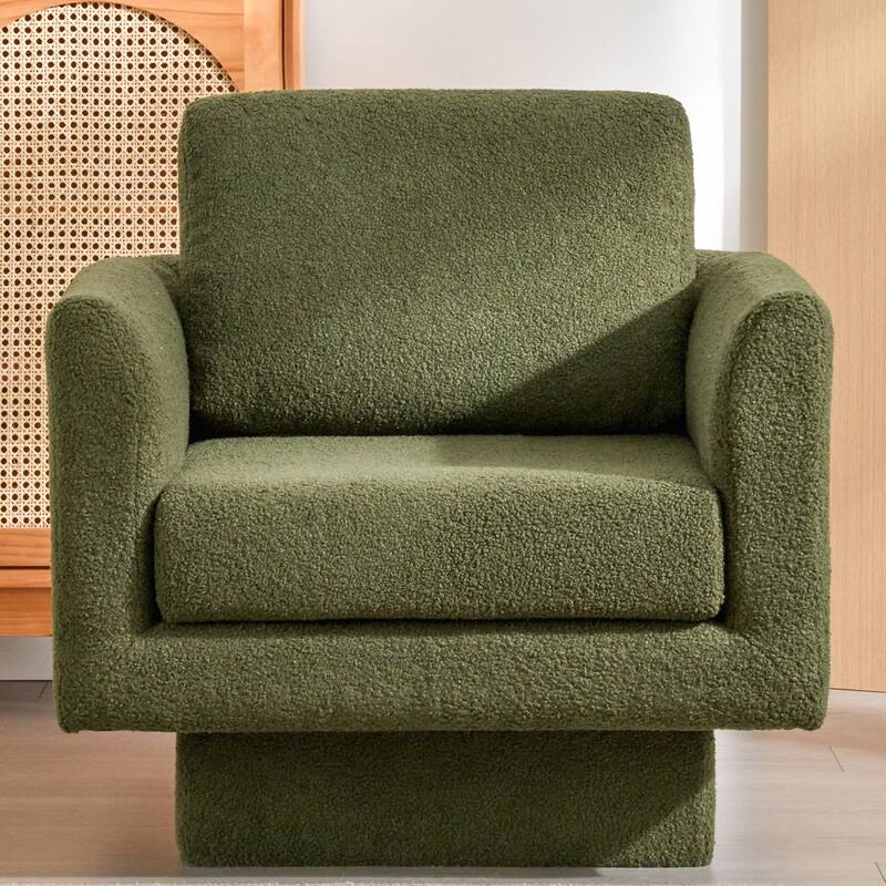 Boucle Swivel Chair with Thick Cushion
