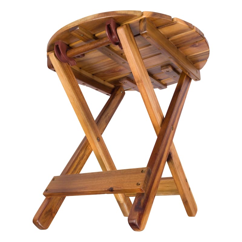 Aspen Assembled Round Acacia Outdoor Folding Side Table