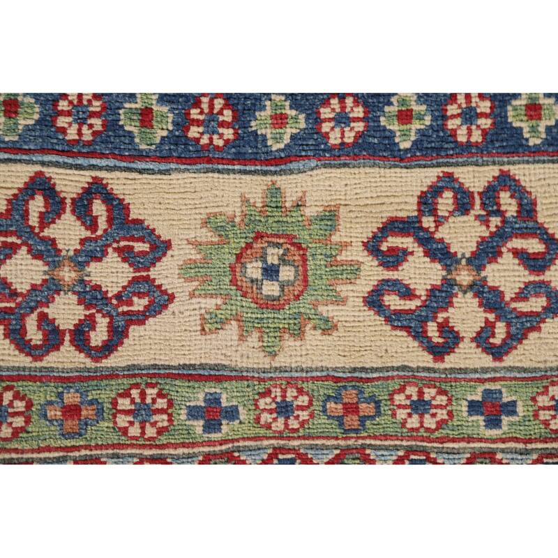 Hand Knotted Oriental 100% Wool Carpet Traditional Geometric Navy Blue & Blues Kazak Area Rug - 10' 0'' X 6' 9''