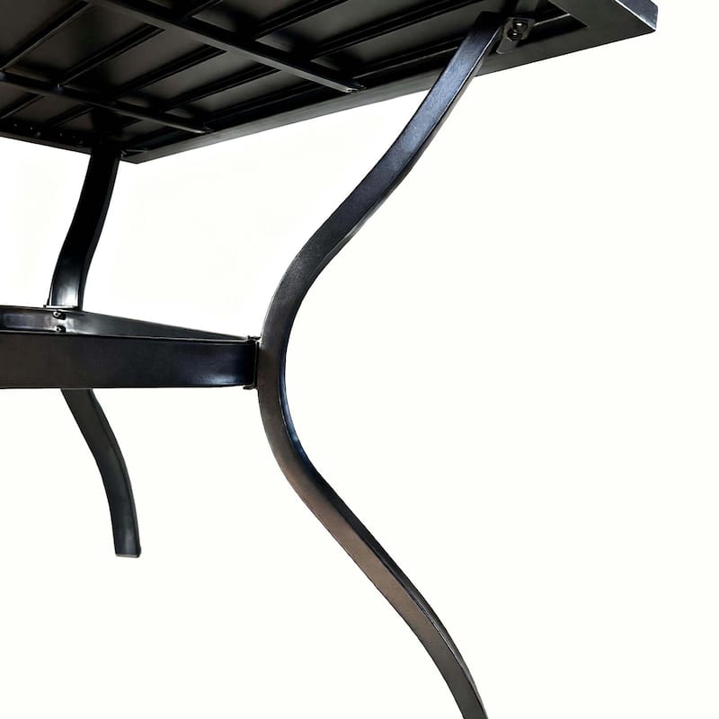 Metal Steel Slat Patio Dining Table Square Backyard Bistro Table Outdoor Furniture Garden Table