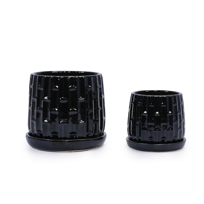 2 Pack Succulent Pots, 6" & 8" Mini Ceramic Plant Pots for Flower or Cactus Plants