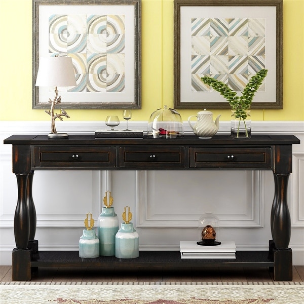 Wide console table with drawers deals