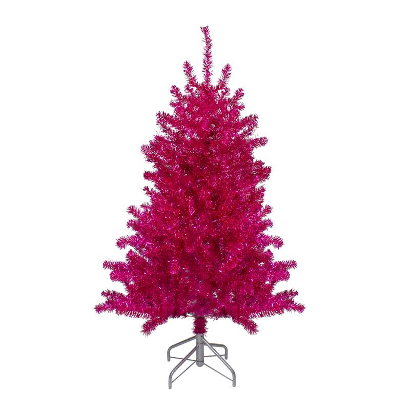 4.5' Metallic Pink Tinsel Artificial Christmas Tree - Unlit