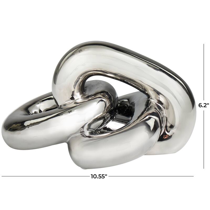 Silver Ceramic 3 Link Chain Decorative Sculpture