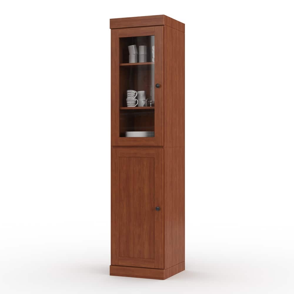 Palace Imports 100% Solid Wood 16.5" Kitchen Pantry Cabinet with Clear Glass, Shaker Doors and Adjustable Shelves
